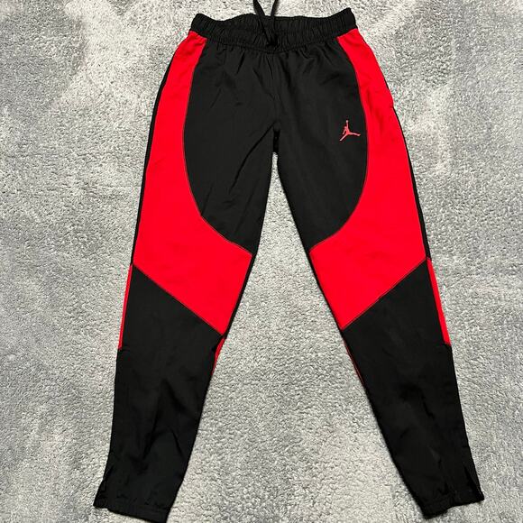 Nike Jordan Sport Dri-Fit Woven Pants Mens Medium Black Gym Red Bred DH9073 - Picture 1 of 10